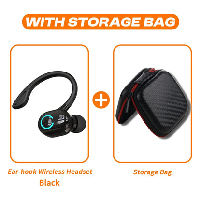 Wireless Bluetooth Earphones – HiFi Bass Ear-Hook Earbuds with HD Mic, Noise Cancelling, Waterproof Sports Gaming Headset