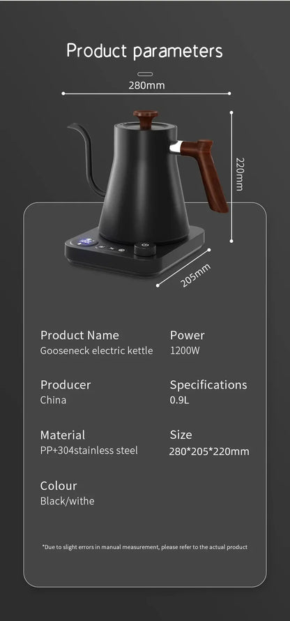 1200W Electric Gooseneck Kettle - Intelligent Constant Temperature Control Coffee & Tea Pot, Portable Hand Brewed Kettle