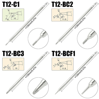 T12 Soldering Iron Tips - Universal Replacement Tips for Hakko FX951 FX-950 Welding Stations