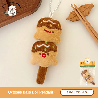 Cute Food Plush Pendant 1/6/12 Pcs - Sushi Backpack Keychain Doll Charm & Toy Accessory