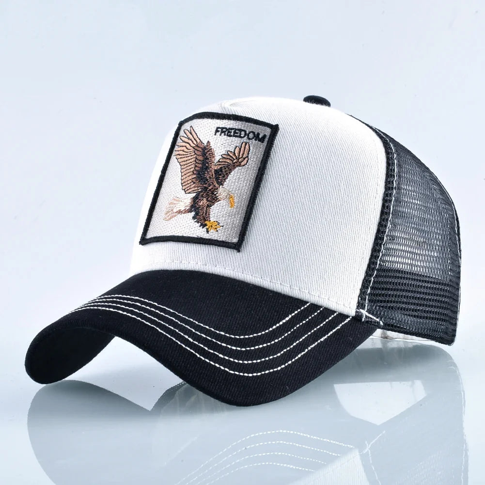 Goat Patch Trucker Cap - Embroidered Adjustable Snapback Baseball Hat for Men & Women