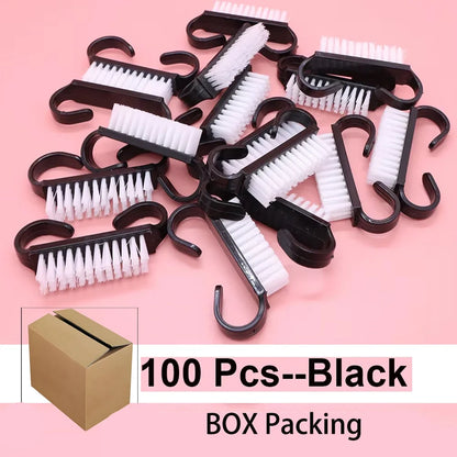 100pcs Nail Cleaning Brush Set - Colorful Soft Plastic Dust Remover Tools for Nail Art, Manicure & Pedicure Care