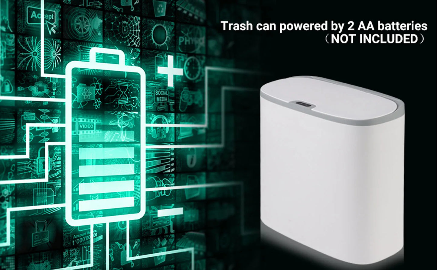 Automatic Touchless Bathroom Trash Can – Motion Sensor Waterproof Slim Garbage Bin for Kitchen & Bedroom