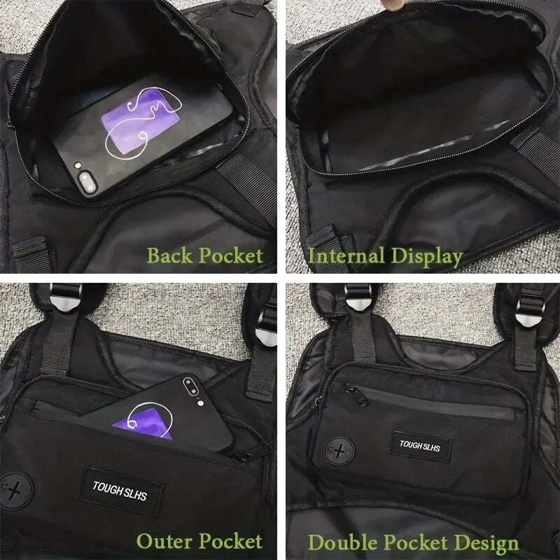 Urban Utility: Chest Bag Waist Bag Hip Hop Streetwear - Large Capacity Sports Casual Tactical Vest Bags for Men