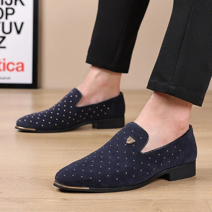 Luxury Men's Suede Dress Loafers - Elegant Casual Business Shoes for Men