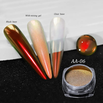 Chameleon Magic Mirror Nail Powder - Holographic Diamond Glitter Pigment for UV Gel Manicure & DIY Nail Art