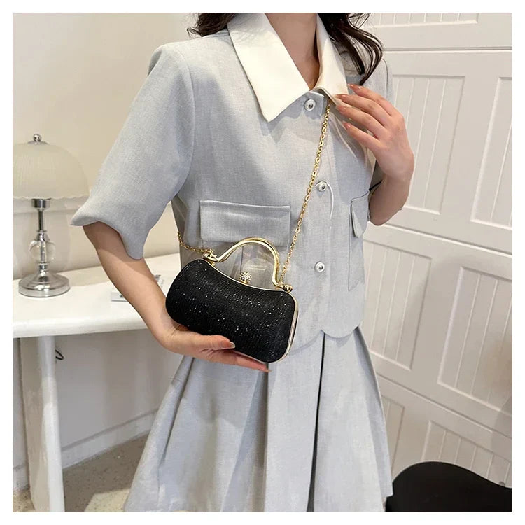 Women’s Chain Evening Shoulder Bag – Vintage Crossbody Handbag Dinner Party Underarm Satchel
