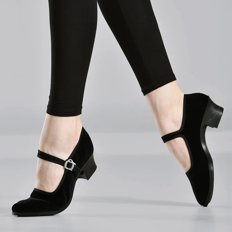 Girls’ & Women’s Dance Shoes - Black Cloth Ethnic Dance Shoes for Training, Practice & Grading Exams