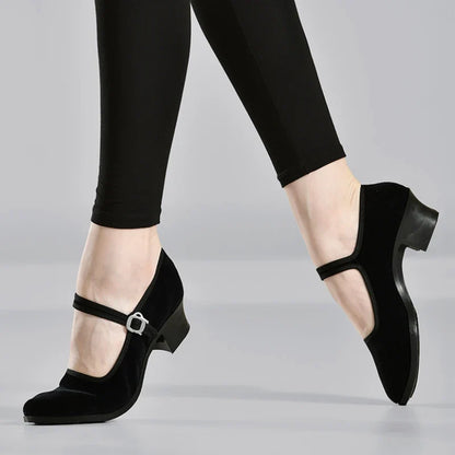 Girls’ & Women’s Dance Shoes - Black Cloth Ethnic Dance Shoes for Training, Practice & Grading Exams