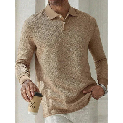 Men’s Long Sleeve Polo Shirt - High Quality Business Casual T-Shirt for Office and Fashion Style