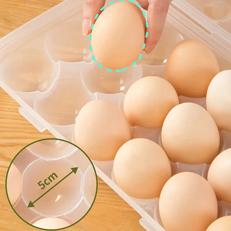 12/18 Grid Egg Storage Box - Refrigerator Egg Organizer Tray with Lid