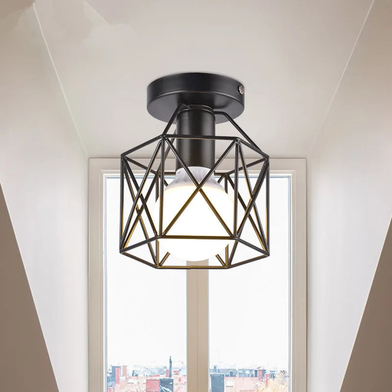 Elevate Your Space: Modern Nordic Black Wrought Iron E27 LED Ceiling Lights - Perfect for Kitchen, Living Room, Bedroom, Study, Balcony, Restaurant, Cafe, Hotel