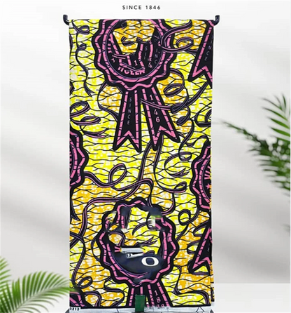 African Real Print Ankara Wax Fabric - Soft 100% Cotton Pagne 6 Yards