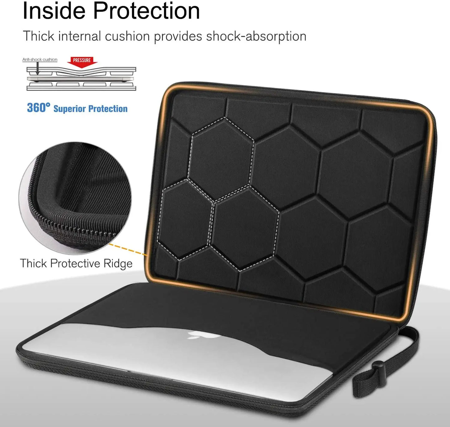 Shockproof Waterproof Laptop Sleeve Bag - EVA Protective Carrying Case with Straps for 13", 14" & 15.6" Laptops