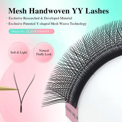 NAGARAKU YY Mesh Lash Extensions – Premium Mink Soft Light Natural 4D Y-Shape Eyelashes for Cross Bloom Makeup