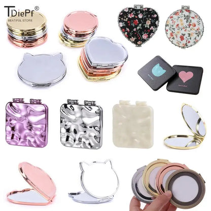 Foldable Mini Square Makeup Mirror - Double-Sided Compact Pocket Vanity Mirror