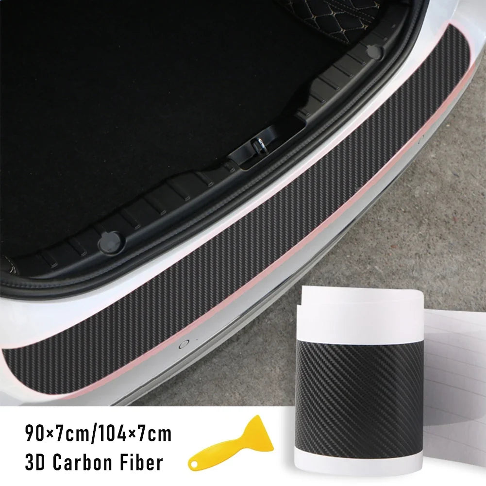 3D Carbon Fiber Trunk Guard Sticker - Universal Rear Bumper Scratch Protector Strip for Car Trunk & Door Sill Protection