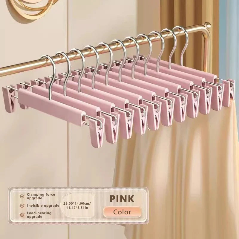 5PCS Adjustable Pants Hangers - Space Saving Anti Slip Metal Clips Rack for Skirts, Clothes, Socks & Lingerie Organizer