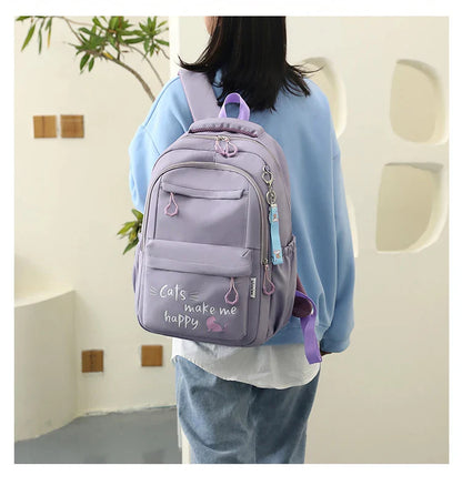 Teen Girls School Backpack | Pink Waterproof Bag for Primary & Middle School Students