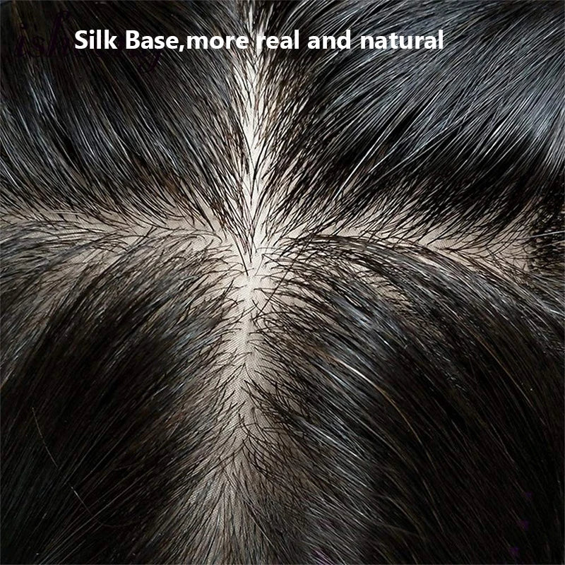 Silk Top Swiss Lace Clip-In Topper – Straight Real Human Hair Toupee with Bangs, Breathable & Soft, Blonde Color
