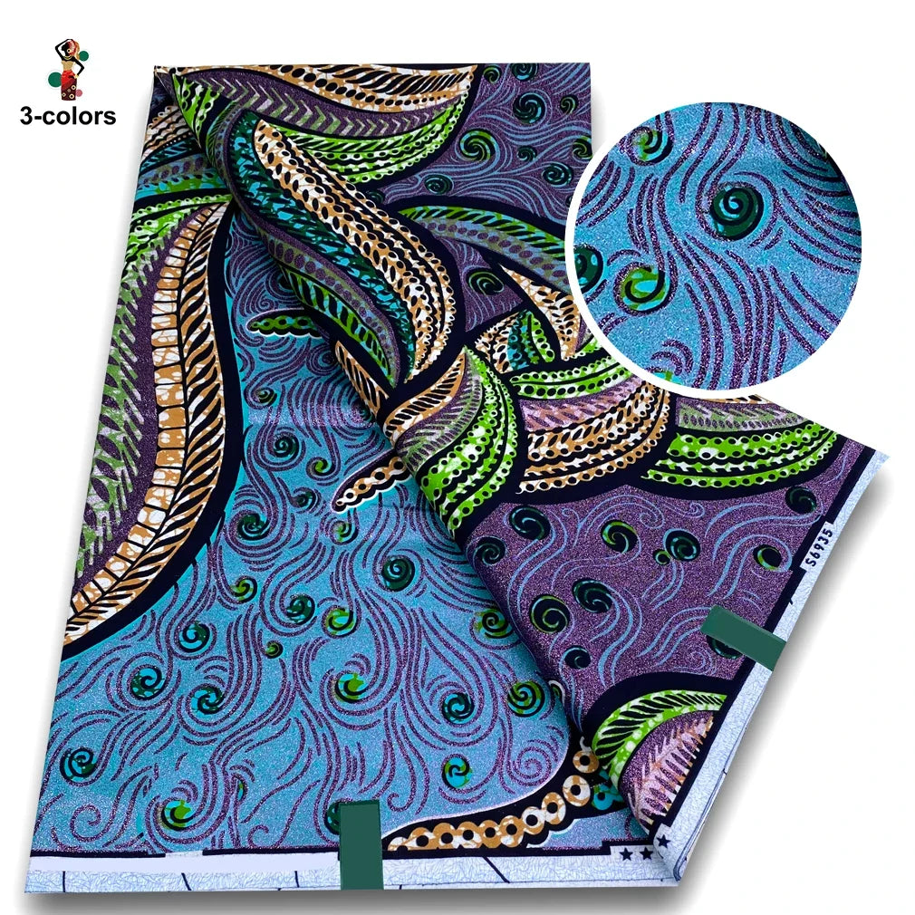 100% Cotton African Wax Print Fabric - Soft Golden Ankara Pagne for Nigerian Fashion & Traditional Wear