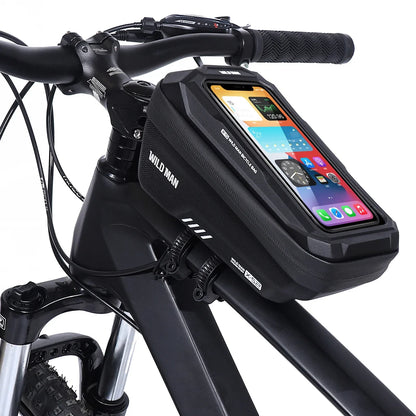 WILD MAN EVA Bicycle Front Beam Bag - Rainproof Touch Screen Phone Holder for Mountain Bike Riding