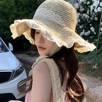 Women’s Wide Brim Sun Hat – Large Foldable Summer Straw Hat with UV Protection for Beach & Outdoor Use
