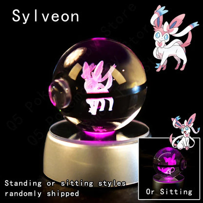 Pokémon Crystal Ball Night Light - 3D Pikachu Gengar Mewtwo Glass Lamp Statue Kids Birthday Gift