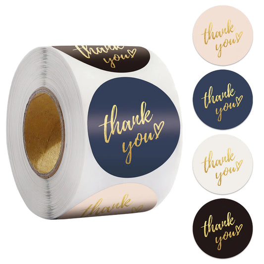 50-500pcs 1-Inch Blue Thank You Stickers – Envelope Sealing Labels for Handmade, Wedding, Gift Decoration, Stationery Supplies