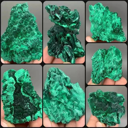 Natural Green Malachite Raw Crystal — Rough Stone Cube Mineral Specimen for Collecting & Home Garden Décor