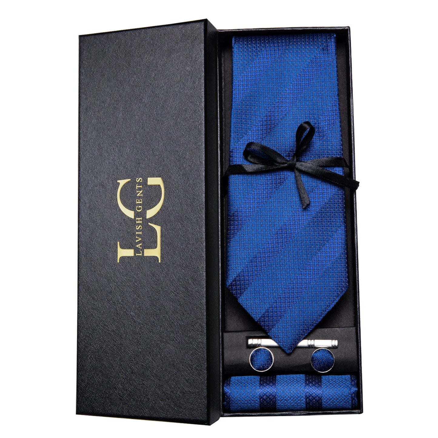 Hi-Tie Luxury Paisley Teal Green Tie Set - Men’s Classic Necktie with Handkerchief & Cufflinks Gift Box for Wedding & Formal Wear