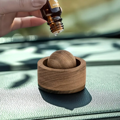 Wood Essential Oil Diffuser - Mini Natural Fragrance Air Freshener for Car, Bedroom, Living Room & Bathroom