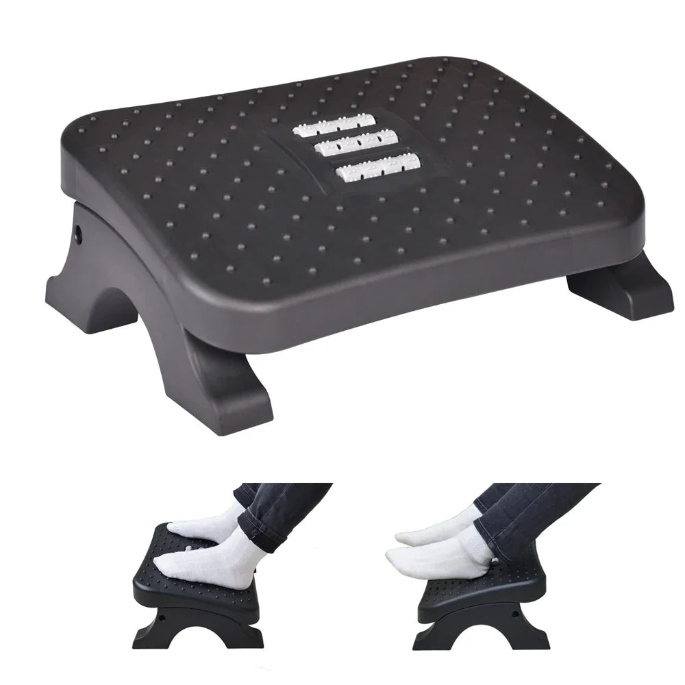 Ergonomic Under Desk Footrest - Adjustable Foot Stool with Massage Rollers for Home Office Leg Comfort and Pain Relief