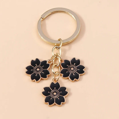 Sakura Flower Enamel Keychain - Colorful Cute Key Ring Handbag Accessory Gift for Women & Girls