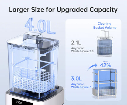 ANYCUBIC Wash & Cure Machine | 3-4L Large Volume for LCD/DLP Resin 3D Printers, Compatible with Photon Mono 2