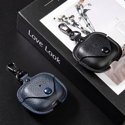 Leather Business Case for AirPods 4 – Luxury PU Headphone Cover with Hook