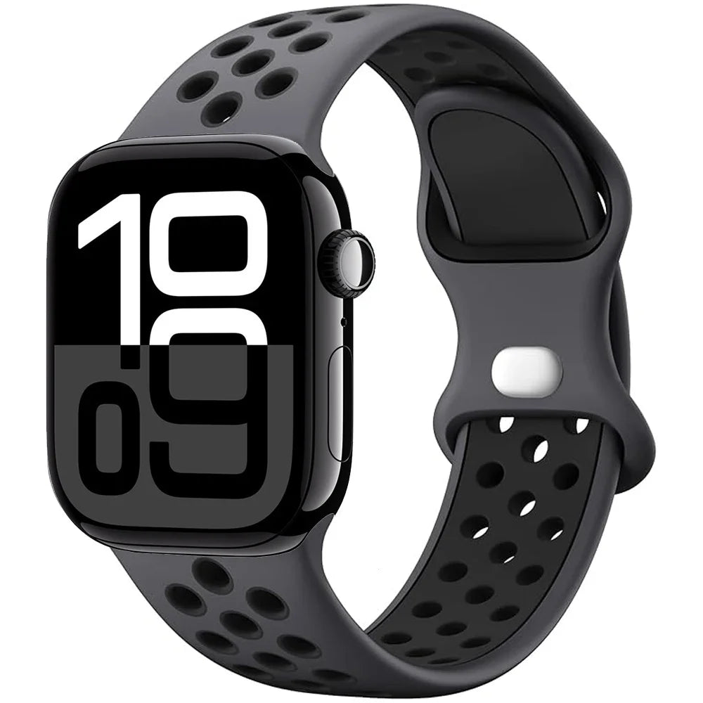 Silicone Apple Watch Strap - Breathable Wristband for Watch 11/10/9/8/7 Ultra 3/2 SE Series 49mm-41mm