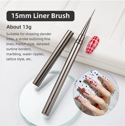 Nail Art Liner Brushes – Striping & Drawing Pens for Elongated Lines, 6–25mm Professional Manicure Design Tools