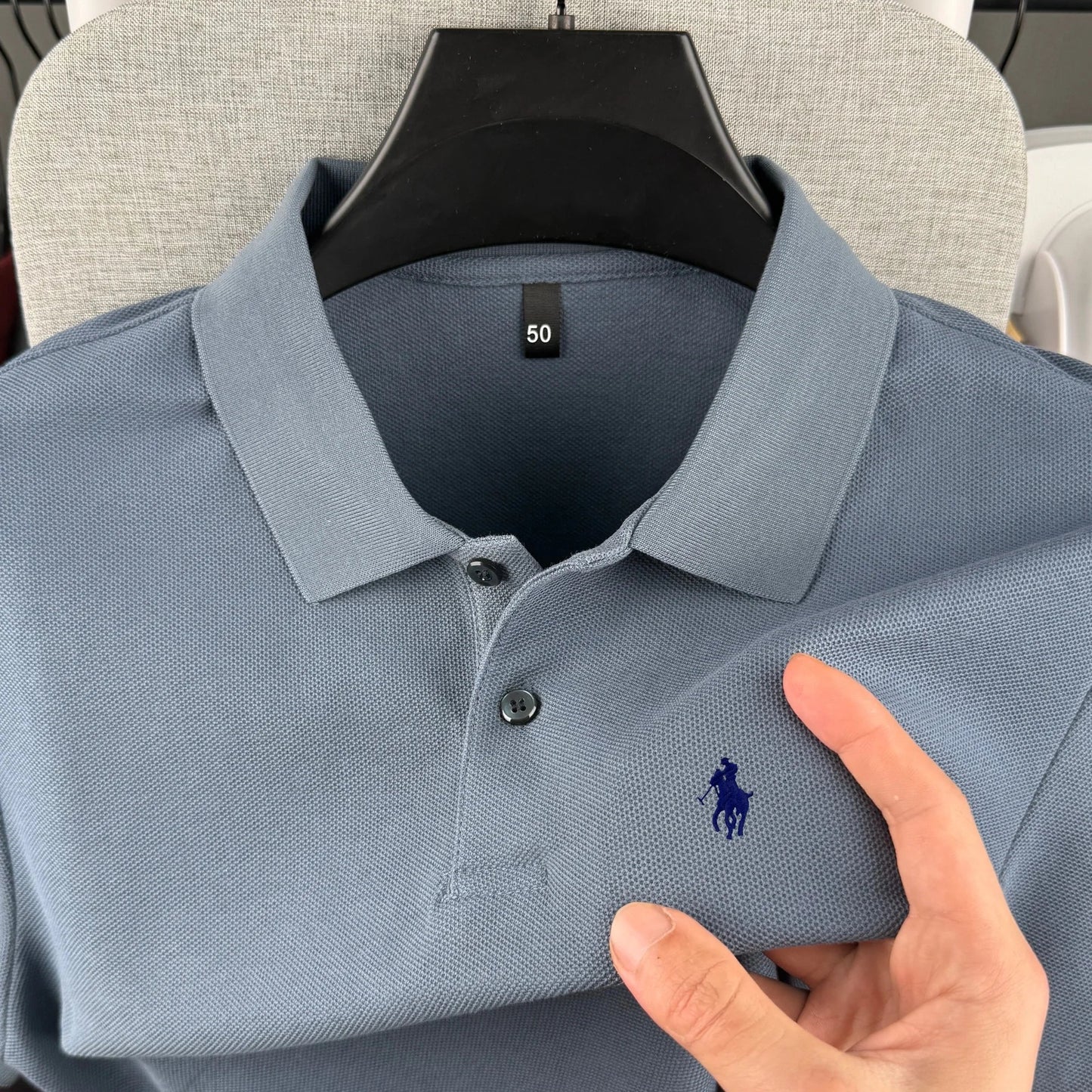 Men’s 100% Cotton Polo Shirt - Luxury Short Sleeve Golf Top with Embroidered Pony Design for Summer Casual Fashion
