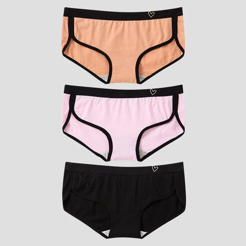 BANNIROU 3Pcs Women’s Cotton Briefs - Soft Breathable Low-Rise Sports Fitness Panties & Everyday Lingerie Underwear