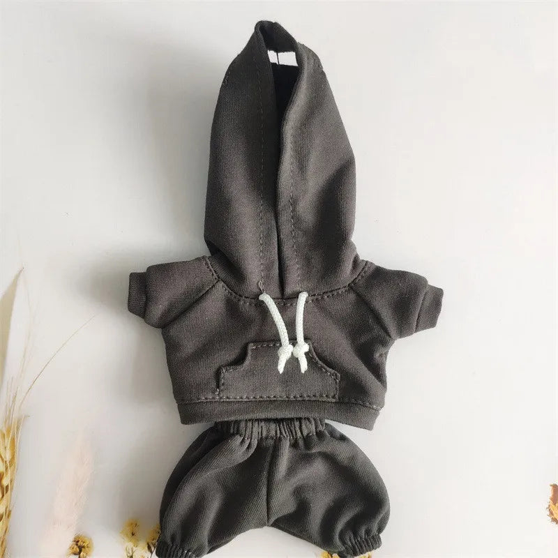 Ropa Labubu Clothes Set for 15/17cm V1/V2 Plush Dolls – Hooded Sweatshirt & Pants | Doll Outfit Accessories & Kid Toy Gift