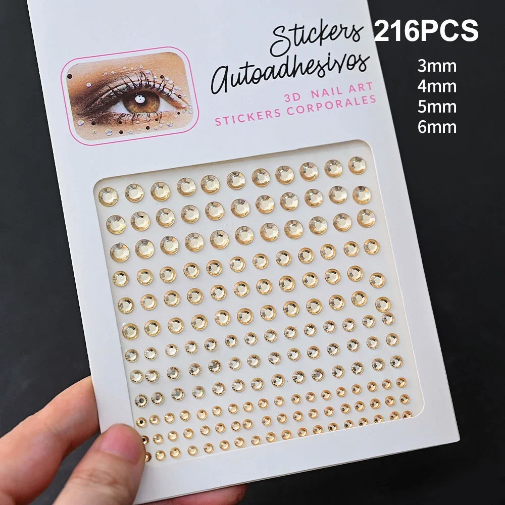 5D Face Diamond Gem Stickers - Colorful Rhinestone Body Makeup Tattoo for Festival, Nail Art & DIY Bling Style