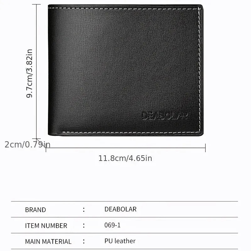 PU Leather Men’s Slim Short Wallet – Thin Folding Credit Card Holder Wallet for Young Men Fashion Minimalist Pocket Wallet