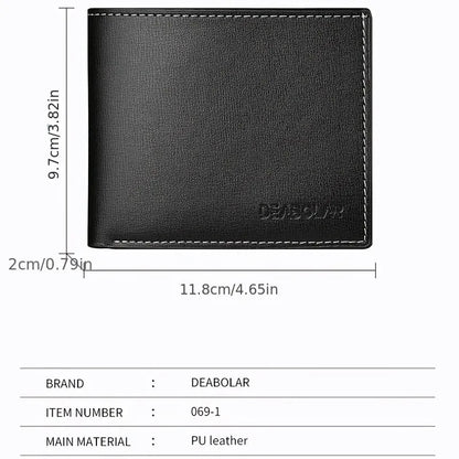 PU Leather Men’s Slim Short Wallet – Thin Folding Credit Card Holder Wallet for Young Men Fashion Minimalist Pocket Wallet