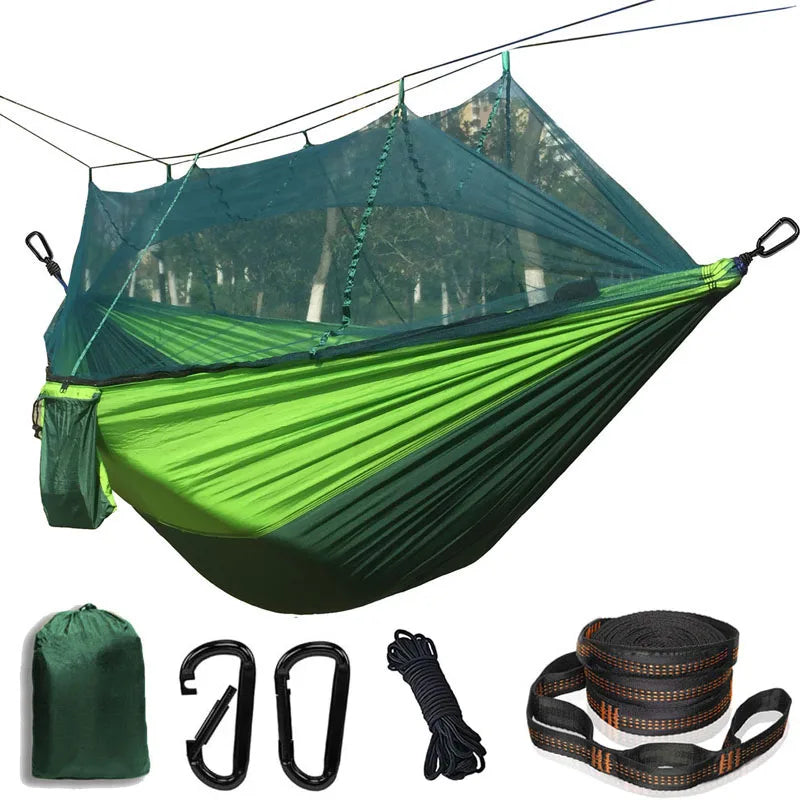Lightweight Camping Hammock with Mosquito Net - Breathable 210T Nylon Outdoor Hammock