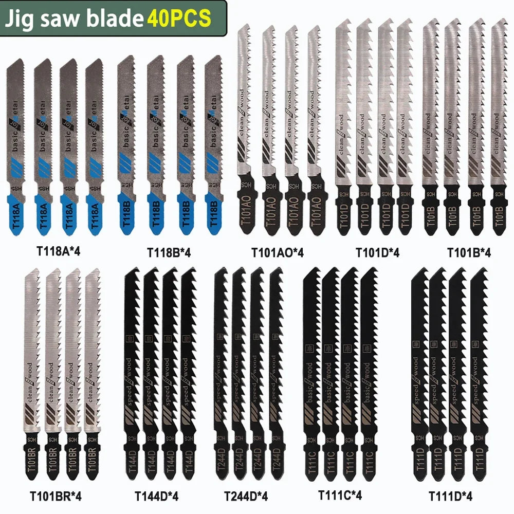 Jigsaw Blade Set T-Shank (10–100Pcs) – HCS/HSS Multi-Purpose Jig Saw Blades for Wood, Plastic & Metal Cutting Tool Accessories