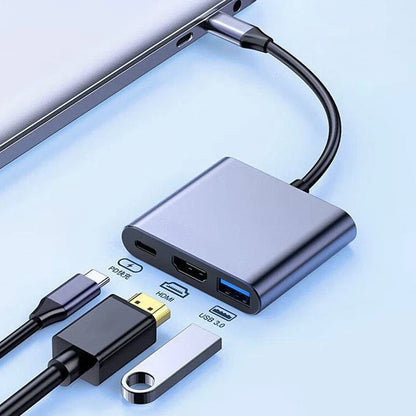 3 in 1 USB C Hub with HDMI-Compatible Splitter - Type-C to HDMI, USB 3.0 Docking Station for MacBook Air Converter