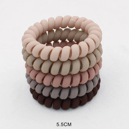 5Pcs Matte Spiral Hair Bands - Fashion Telephone Wire Elastic Hair Ties Stretchable Cord Rubber Bands for Women & Girls