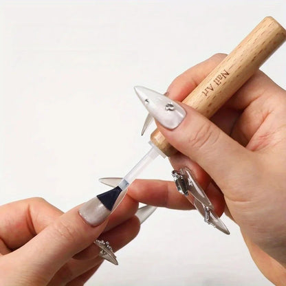 Professional Nail Art Brush Set - Detachable Wooden Handle Multi-Functional Polish & Design Tools