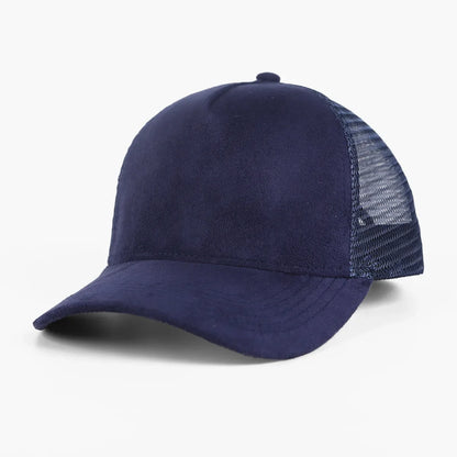 5 Panel Suede Trucker Hat - Solid Color Mesh Baseball Cap for Men & Women